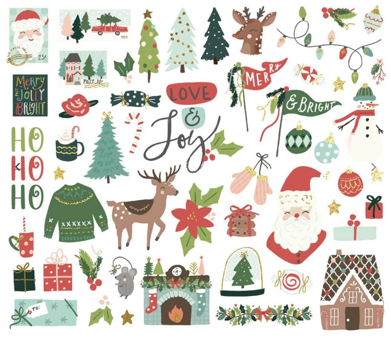 SANTA'S VILLAGE Die Cut Bits & Pieces 52 pezzi  