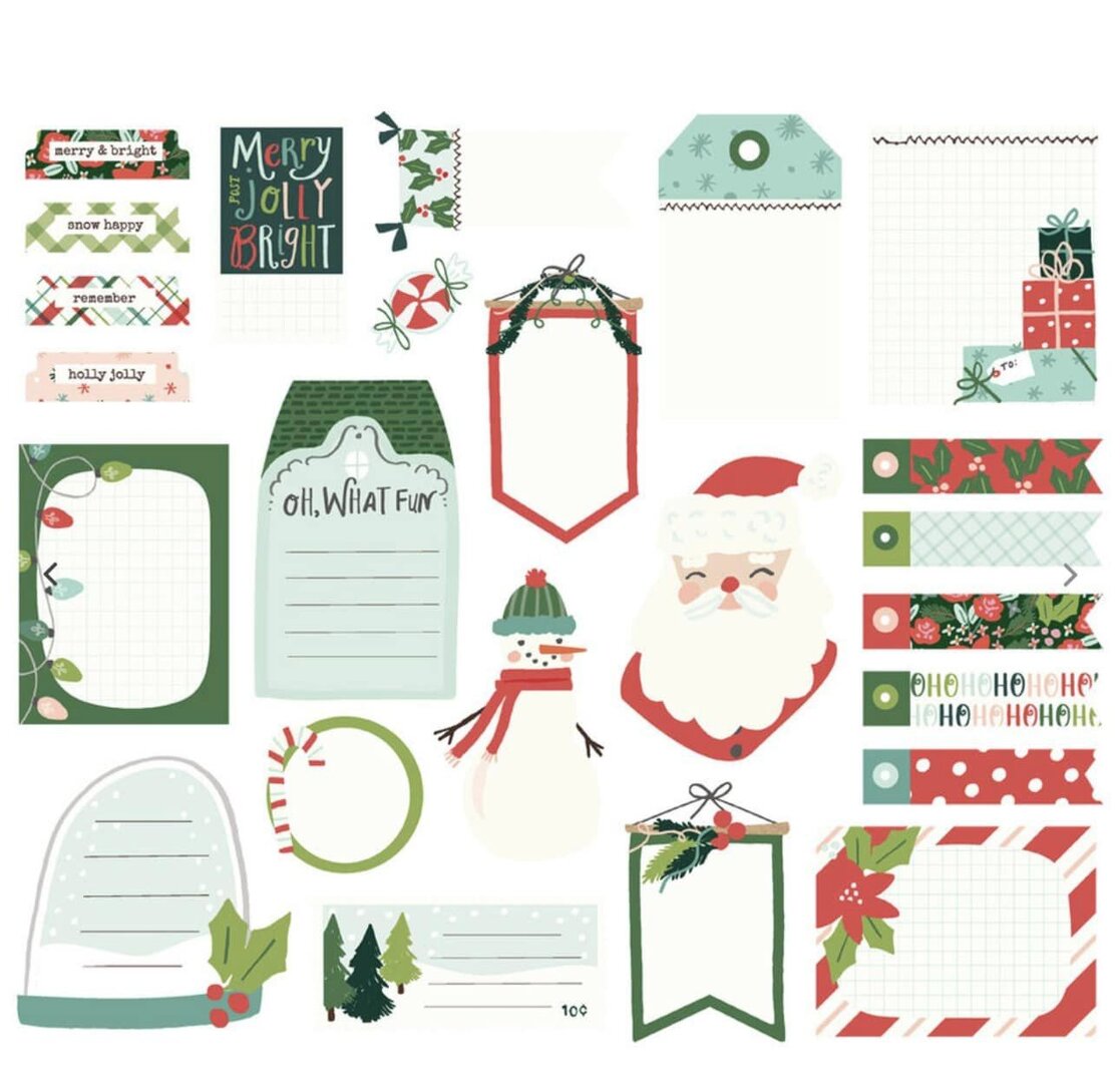 SANTA'S VILLAGE Die Cut Journal Bits 24 pezzi  