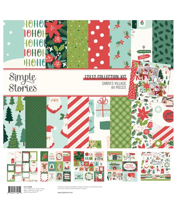 SANTA'S VILLAGE Pad 12x12 con foglio stickers 87 Pz 