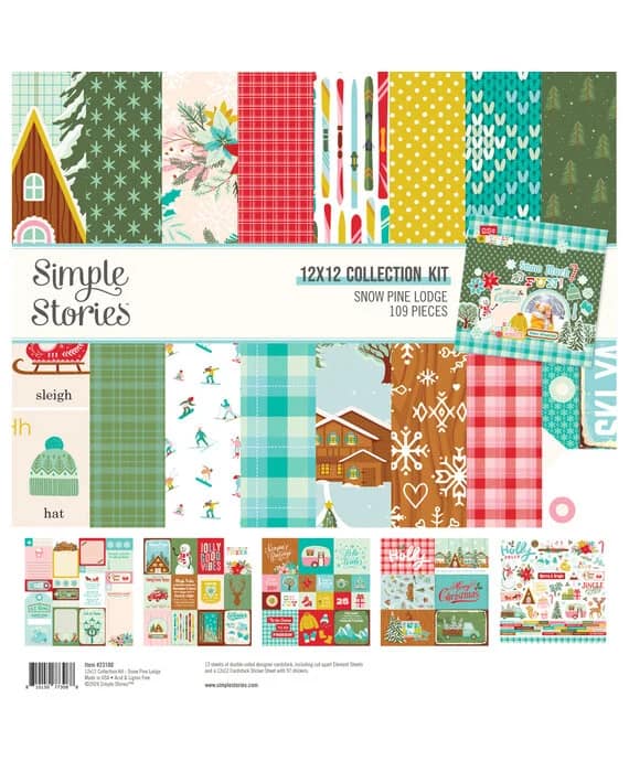 SNOW PINE LODGE Pad 12x12 con foglio stickers 109 Pz  